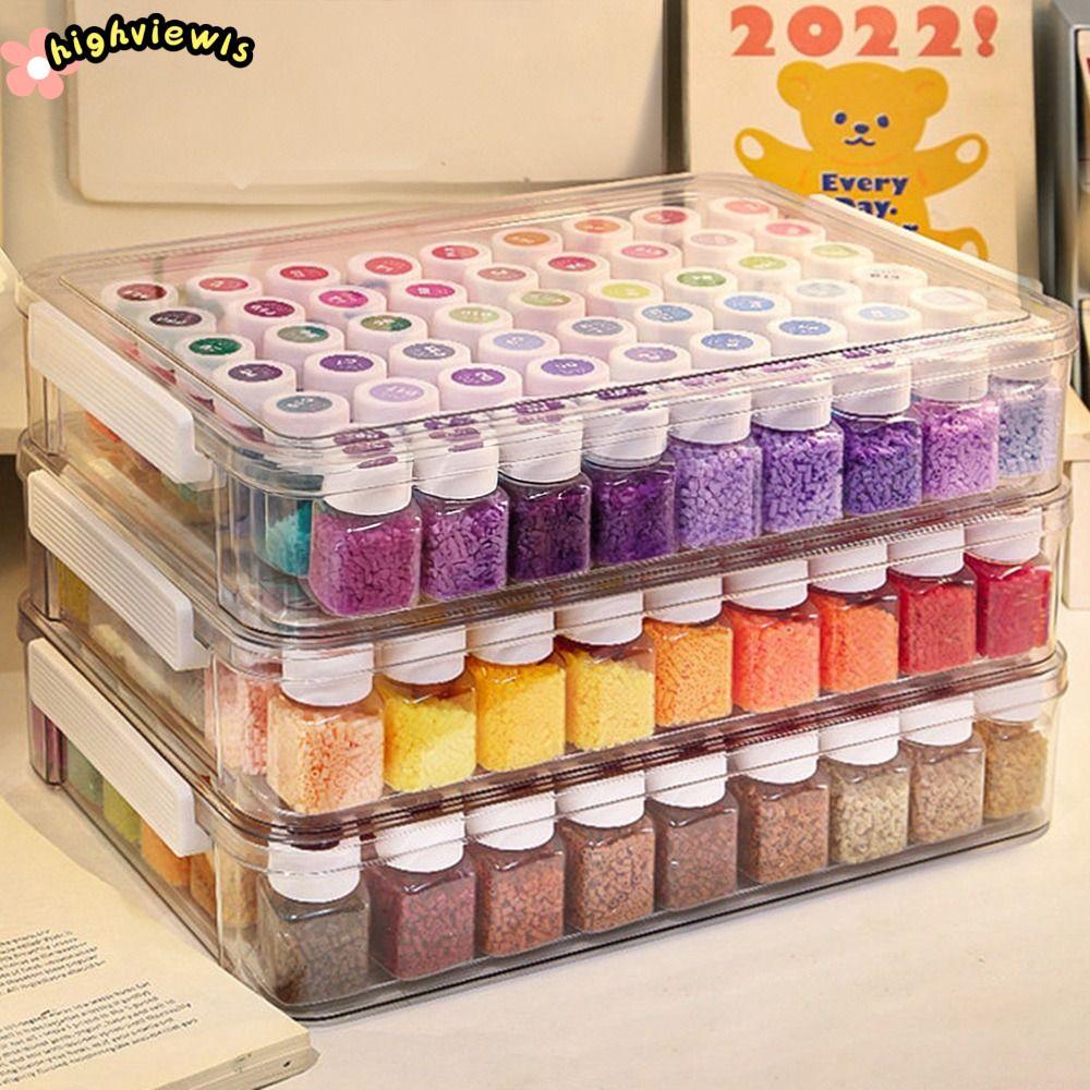 Hộp đóng gói hạt Perler HIGHVIEWLS, Chống bụi có nắp Hộp lưu trữ hạt Perler, Chai lưu trữ hạt dung tích lớn trong suốt di động Dụng cụ tổ chức tại nhà