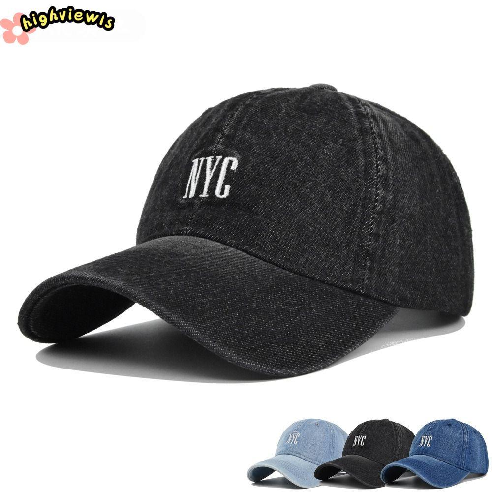 HIGHVIEWLS NYC Mũ bóng chày thêu, Mũ Denim thường ngày đau khổ, Mũ Trucker có thể điều chỉnh cổ điển Unisex
