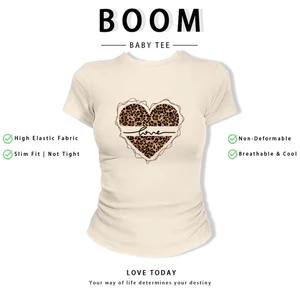 BOOM Áo Baby Tee Nữ Cotton Ôm Body-Áo Thun Ngắn Tay Y2K In Hình PhongCách Mùa Hè, Cổ Tròn Hàng Đầucách hàn quốc phong500