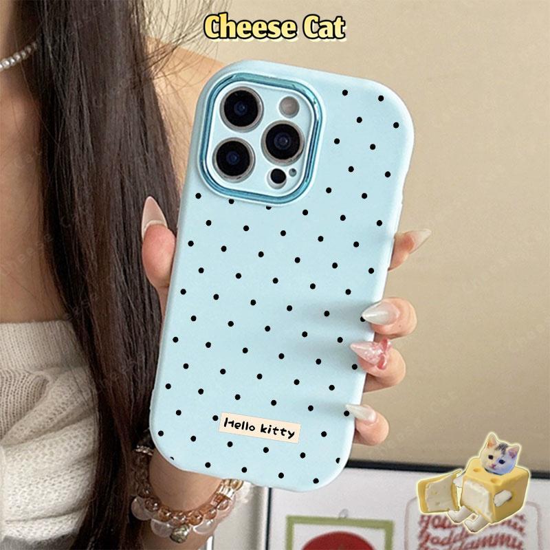 ins Ốp điện thoại toàn màn hình chấm đen có dây buộc cho iPhone 15 14 13 12 11 16 17 Pro Max Xs Max XR 7 8 Plus