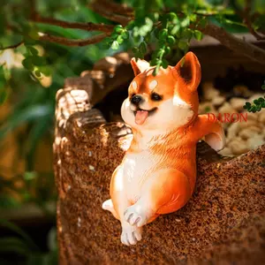 Tượng leo núi cho chó DARON, Đồ trang trí bằng nhựa chó con dễ thương 3D, Đồ thủ công động vật nhân tạo Mô phỏng Bền bỉ Mới lạ Bể cá Hình sân