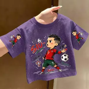 Bóng đá World Cup Bé trai (90-150) Đẹp trai Thoáng mát mẻ Đẹp trai Sequined Tie-Dye Áo thun