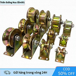 Bộ Ròng Rọc Bánh Xe Trượt Cửa – Con Lăn Mạ Màu Thép Chữ U/V, Gắn Cửa Cổng, Cửa Nhà Xưởng, Cửa Sắt