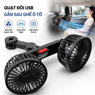 Quạt Lạnh USB Cho Xe Hơi Đầu Đôi – 3 Cấp Độ Gió, Xoay 360°, Quạt Giải Nhiệt Sau Ghế, Dùng Cho Ô Tô & Gia Đình