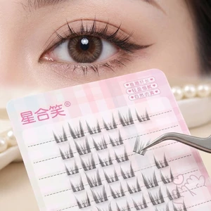 Lông mi giả thân mỏng tự nhiên C Curl 8-12mm Sợi tổng hợp màu đen Tufted End Piece