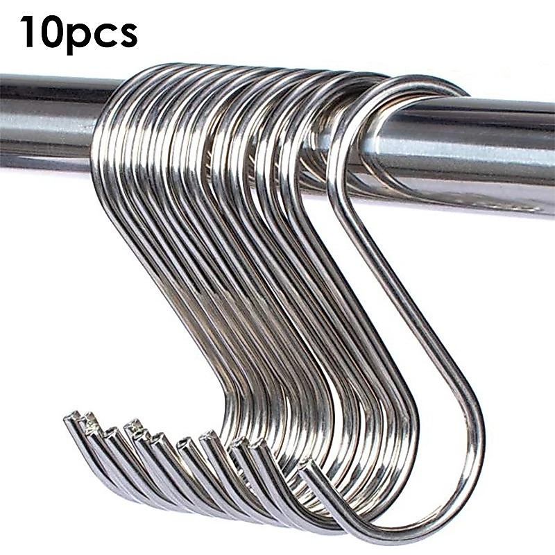 10 Móc Chữ S Thép Không Gỉ Đa Năng Treo Nhà Bếp, Phòng Tắm, Lan Can FE123