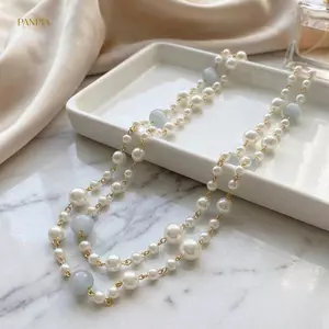 PNPIA- Hoa Hồng Ngọc Trai Hạt Nelace Bộ Pháp Niche Nữ Thanh Lịch Trang Sức Ánh Sáng Sang Trọng Đính Hạt Choker Cho Trường Prom