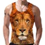 Tiger Lion 3D Nam Tank Top, Animal Gym Street Vest, Áo thun thể hình không tay mềm mại thoáng khí