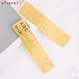 AFTEROF Kim Loại Đánh Dấu Trang, Đồ Dùng Văn Phòng Phẩm Trường Học Đồng Vintage Chữ Kỹ Thuật Số Rỗng Thước, Thước Thẳng Tranh Thước Người Lập Kế Hoạch Phụ Kiện Dụng Cụ Vẽ Tranh