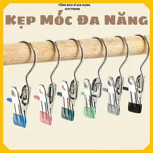 MÓC KẸP TREO ĐỒ ĐA NĂNG THÉP KHÔNG GỈ - Treo Khăn Quần Áo Tất Vớ Tiện Lợi