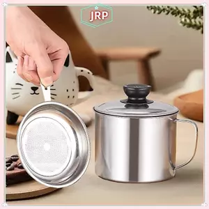 JRP Thép Không Gỉ Lọc Dầu Nồi Hộp Đựng Bình Chứa Có Bộ Lọc Có Đế Nồi Dầu Nấu Ăn Cho Nhà Bếp Dụng Cụ Gia Đình JRP