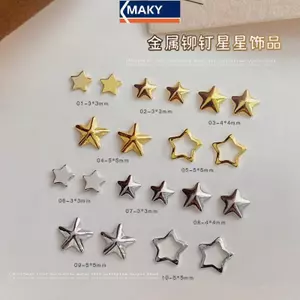 MAKY Ngôi Sao Rỗng Móng Tay Nghệ Thuật Đinh Tán Quyến Rũ Hợp Kim 3d Ngôi Sao Vàng Bạc Kim Cương Trang Trí Móng Tay Sang Trọng Phụ Kiện Làm Móng Tay VN