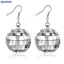 Bluelover 1 Đôi 70s Màu Bạc Sáng Bóng Disco Bóng Tòn Ten Bông Tai Nữ Thoáng Mát Thời Trang Trang Trang Sức Retro Tròn Thả Bông Tai Mới