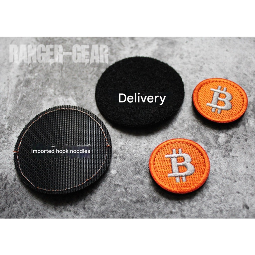 Patch_velcro thêu đồng xu BTC dán ba lô_quần áo