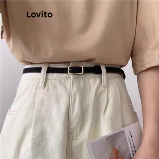Lovito Thắt lưng thông thường bằng kim loại trơn Retro Thắt lưng đa năng thanh lịch dành cho nữ LFA12395