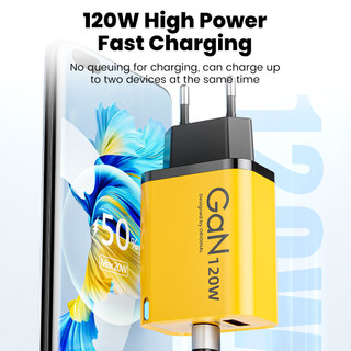 Elough 120W Cổng Kép Sạc Điện Thoại Di Động PD Loại C Sạc Nhanh Treo Tường Bộ Chuyển Đổi Nguồn Điện