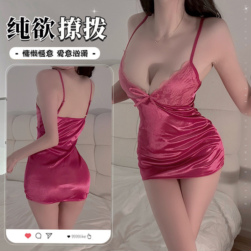 Gợi Cảm Trưởng Thành Nữ Nguyên Chất Desire Phong Cách Sling Váy Ngủ Ren Mỏng Bộ Đồ Ngủ Hông