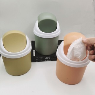 Thùng rác có nắp sáng tạo Mini - Thùng rác phòng khách để bàn lò xo