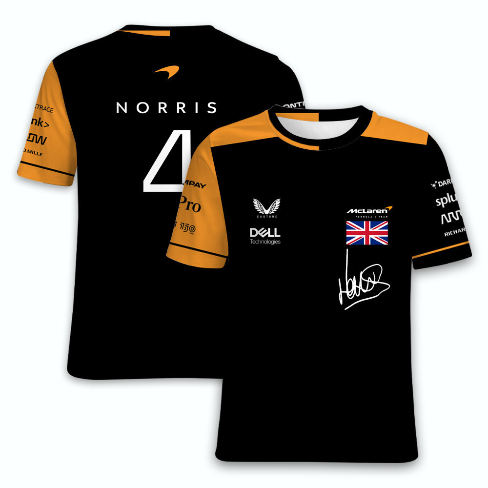 Mới Áo Thun Đội đua F1 Lando Norris, Thiết Kế Cổ Tròn Phù Hợp Mọi Lứa Tuổi