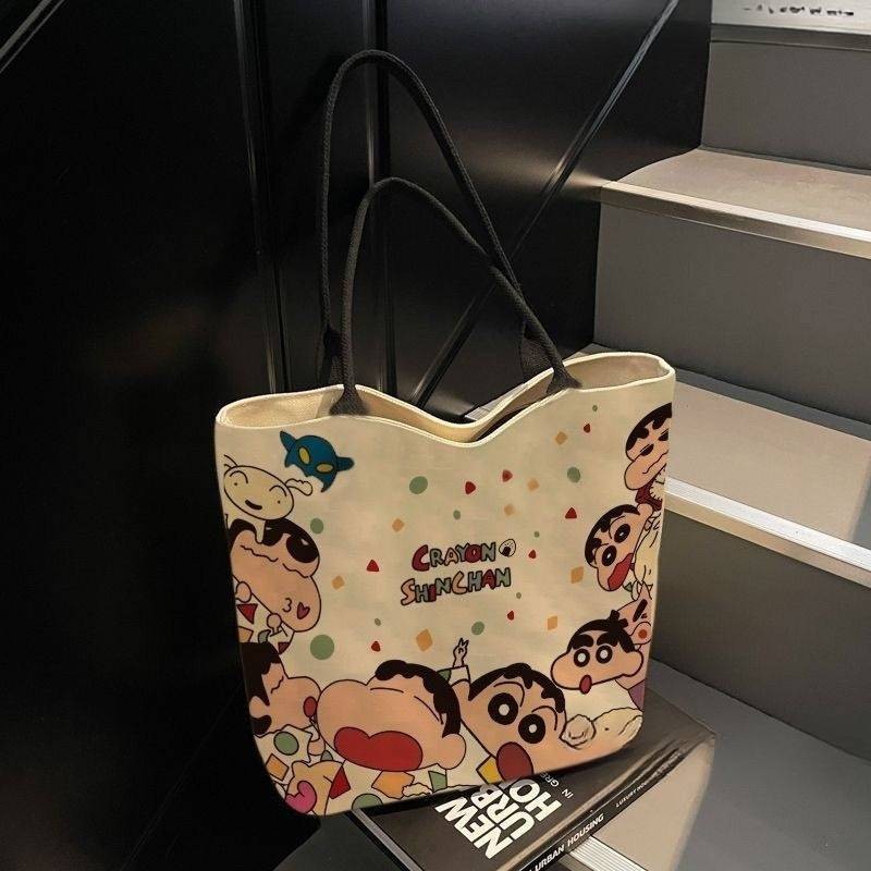SQ11 Hoạt Hình Dễ Thương Crayon Shin chan Túi Xách Vải Dành Cho Nữ Sinh Viên Cầm Tay Dung Tích Lớn Túi Đeo Vai
