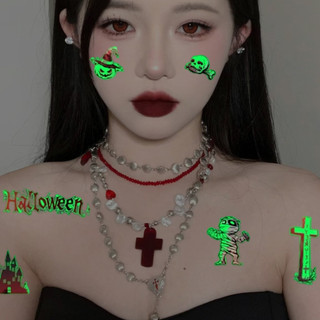 Đầu đề: Decal Hình Xăm Phát Quang Halloween Cho Người Lớn Và Trẻ Em - Thiết Kế Bí Ngô & Nhện