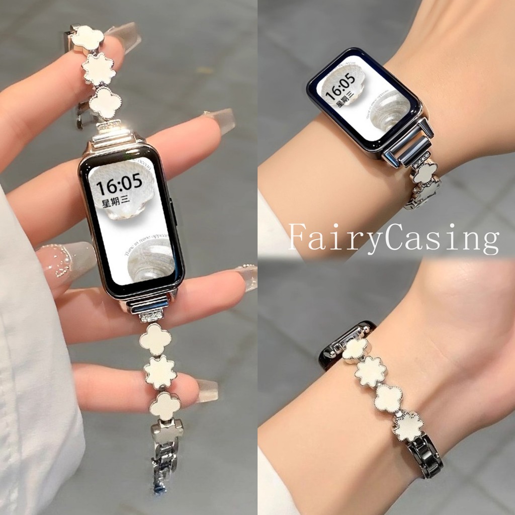 Dây Đeo Kim Loại Cho Huawei Band 11 10 9 8 Thay Thế Dây Đeo Tay Nữ Vòng Tay Cho Huawei Honor Band 9 Thép Không Gỉ Correa