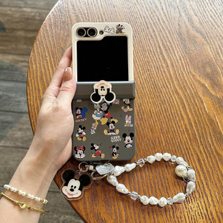 Ốp Điện Thoại Gấp Cho Samsung Galaxy Z Flip7 Flip6 Flip5 Flip4 Flip3 Đáng Yêu Màu Đen Mờ Vòng Tay Mickey Cứng tpu Vỏ Điện Thoại