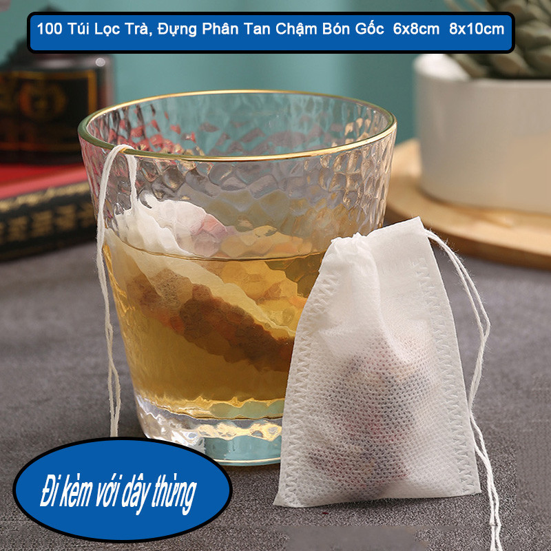 M8M 100 Túi Lọc Trà, Đựng Phân Tan Chậm Bón Gốc  6x8cm,8x10cm MALAN