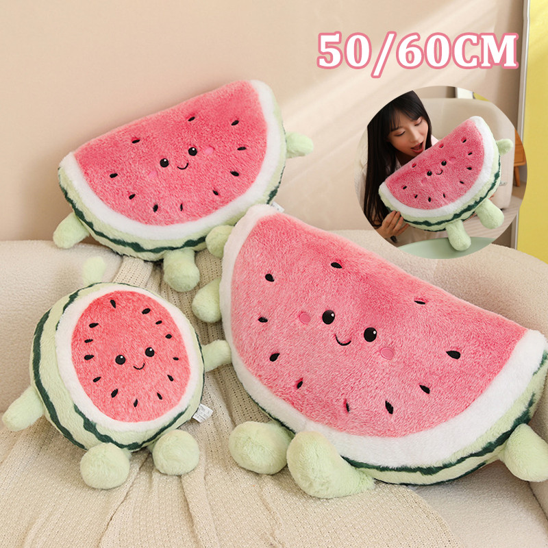 Gấu Bông Gối Ôm Dưa Hấu Dễ Thương, Gối Trái Cây Mặt Cười Mềm Mại, thú nhồi bông lông mịn cao cấp, làm quà tặng cho bé