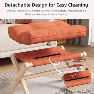 NOTE1 Velvet Foottool, Vải nhung mềm có thể giặt được Tựa chân mềm, Vỏ có thể tháo rời đa chức năng Sofa gỗ nguyên khối Ottoman Hộ gia đình