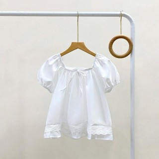Áo bigsize nữ kiểu ren gấu áo xinh xắn tay phồng cổ vuông bo thun nhẹ nhàng thoải mái cho nàng chubby 55-92kg-  A290