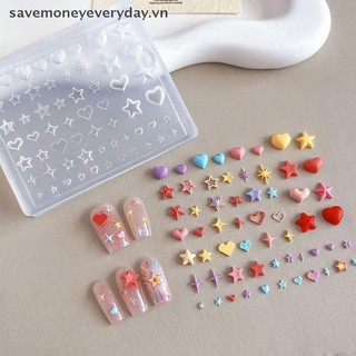 [savemoneyeveryday] Sáng Tạo 3D Heart Star Pentagram Khuôn Làm Móng Tay Silicon DIY Trang Trí Móng Tay Nghệ Thuật Trong Suốt Mẫu Làm Móng Tay Cho Móng Tay Charm [vn]