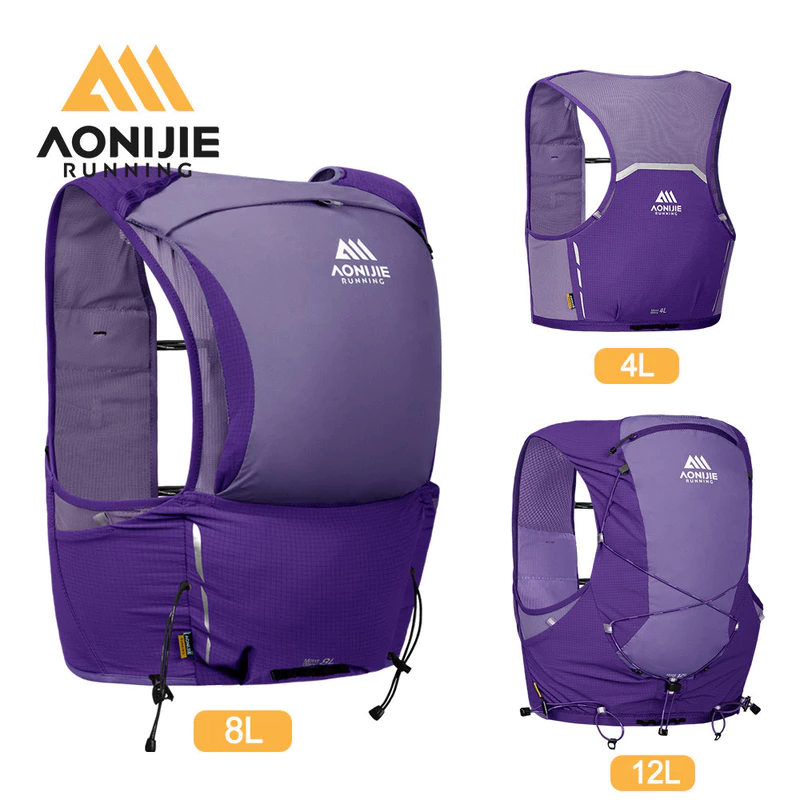 AONIJIE MB-4L 8L 12L Áo Vest Chạy Bộ Tím cho Nam Nữ, Tích Hợp Túi Nước với 2 Chai - Phù Hợp Đi Xe Đạp, Leo Núi và Chạy Bộ Đường Dài — ảnh 1