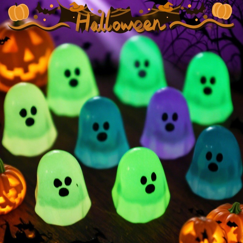 Đồ trang trí ma Halloween phát sáng trong bóng tối, 6 / 12 / 24 Bức tượng nhỏ bằng nhựa dễ thương để trang trí bàn làm việc tại nhà Đồ dùng dự tiệc Đồ trang trí phát sáng
