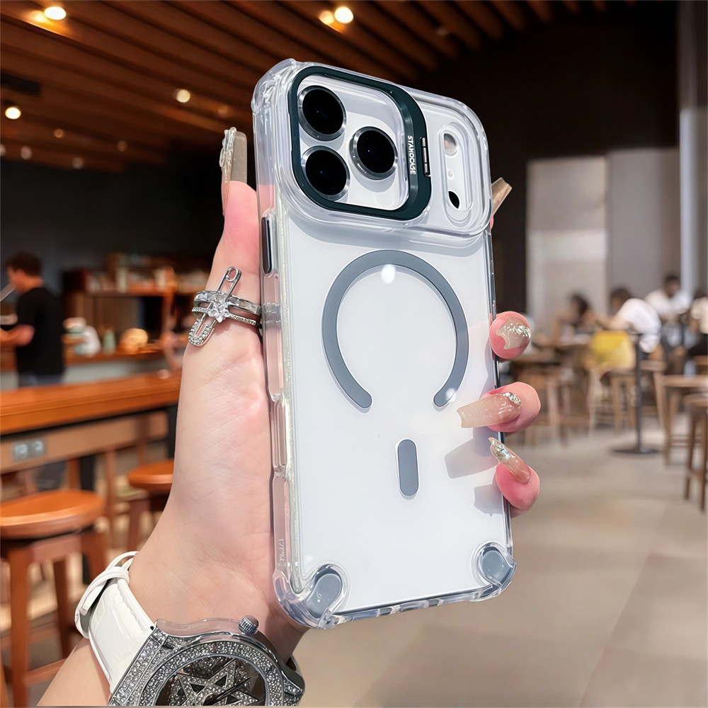 Giá đỡ bảo vệ Camera Vỏ điện thoại từ tính cho iPhone 17 Pro Max Air 16 13 14 15 pro max 16 plus Bảo vệ ống kính chống rơi Vỏ cứng bảo vệ điện thoại