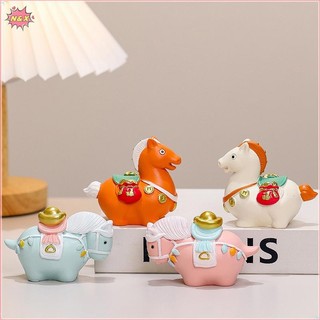 N & X Dễ Thương Cung Hoàng Đạo Ngựa Đồ Trang Trí Đường Béo Ngựa Tượng Thịnh Vượng Thịnh Vượng Biểu Tượng Của Cải Ngựa Linh Vật Nhựa Để Bàn Trang Trí Nhà Cửa Năm Mới.