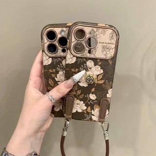Retro Tranh Sơn Dầu Màu Nâu Hoa Stereo Cửa Sổ Lớn Vỏ Điện Thoại Di Động Thích Hợp Cho iPhone17 16 15 14 13 Pro Max Chống Sốc Bảo Vệ Camera Ốp Lưng Mềm Chống Rơi