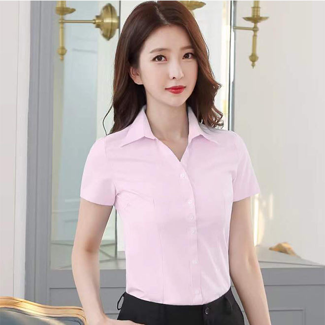 Áo sơ mi nữ tay ngắn màu rượu vang đỏ, bền đẹp, dành cho nữ văn phòng