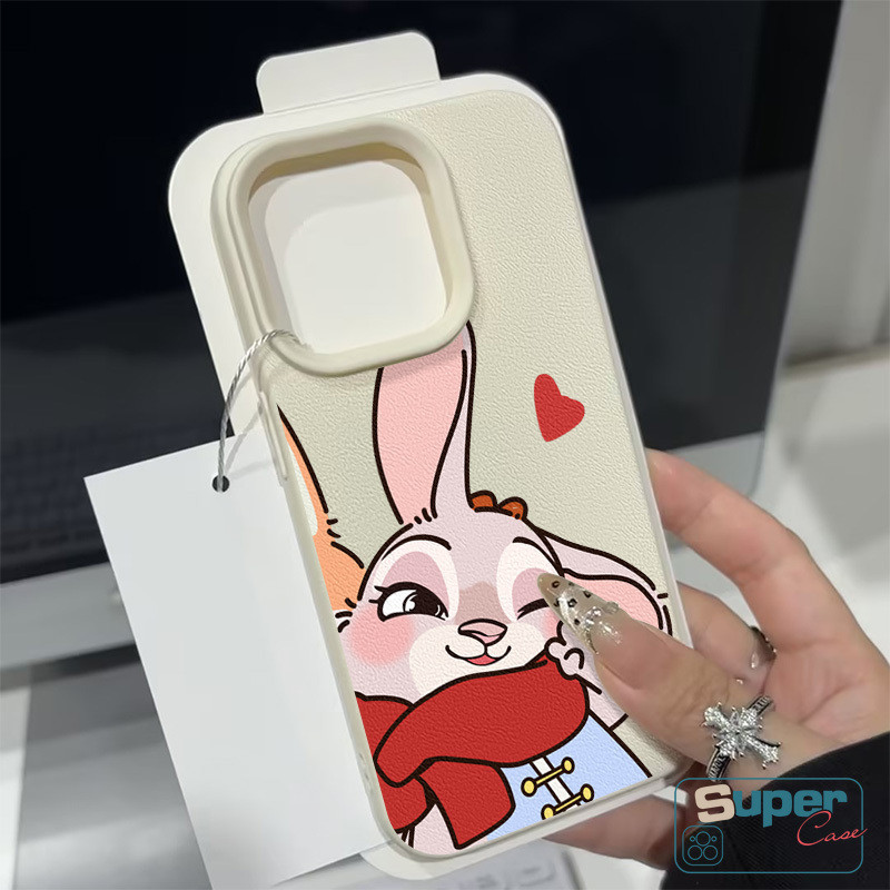 Ốp Lưng Tương Thích Cho IPhone 11 13 16 15 14 12 Pro Max X XS Max XR 14 12 Pro Max 15 14 16 Plus Sáng Tạo Cặp Đôi Khăn Hoạt Hình Dễ Thương Thỏ Cáo Họa Tiết Da Trái Tim