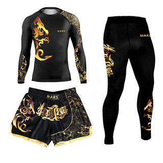 Poison Suit Long-Sleeved Tights Men's UFC Boxing Muay Thai Free Fight Quick-Drying Workout Training Clothes Suit 9TmM