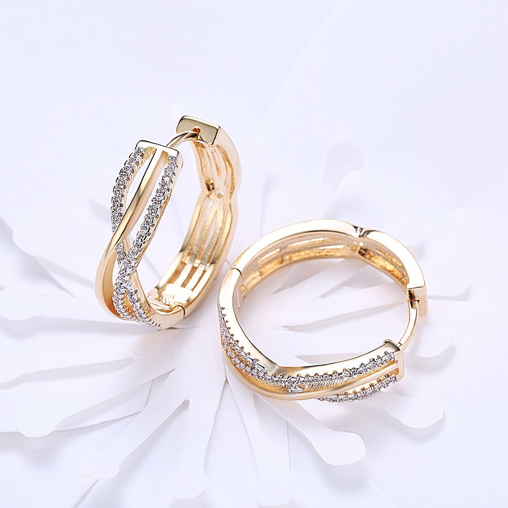 Bông tai kẹp nữ từ bạc 925 mạ vàng 18K với đá zircon sáng tạo