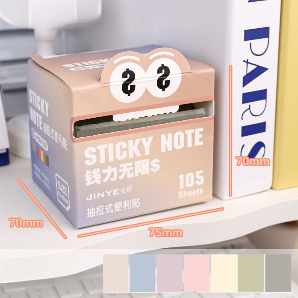 Hộp 105 Giấy Ghi Chú Nhiều Màu Sticky Note, Giấy Note Chống Thấm Viết Được Bút Bi & Gel Không Lem