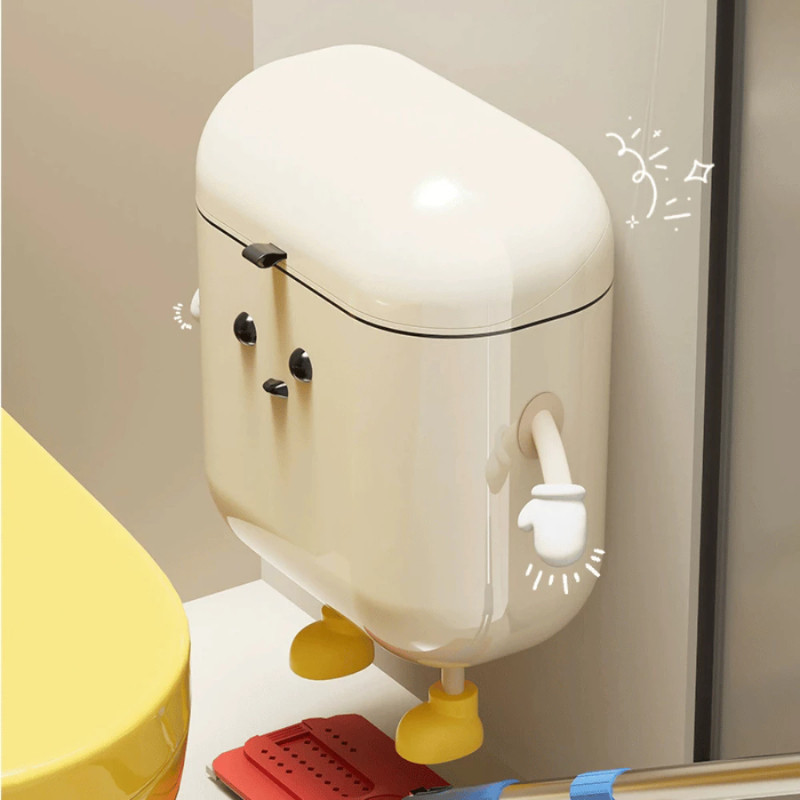 Thùng Rác Treo Tủ Bếp Dung Tích 12L, Thùng Rác Treo Tường Nhà Tắm Nắp Lật Thông Minh DINO, Họa Tiết Dễ Thương