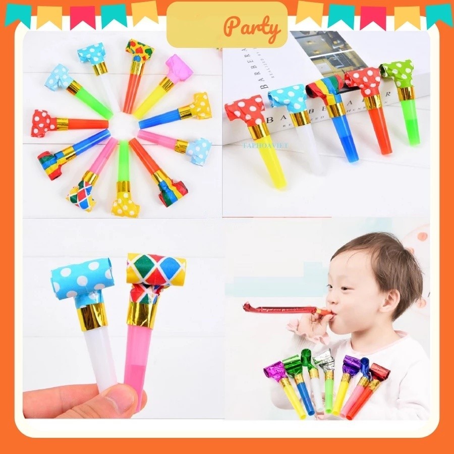 Kèn lưỡi tò te cho bé vui chơi sinh nhật happy birthday lễ tiệc nhiều màu sắc - FE123
