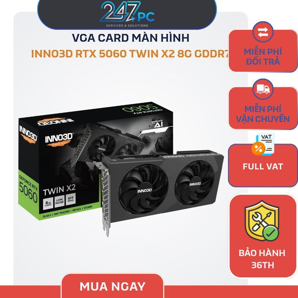 Card Màn Hình INNO3D GeForce RTX 5060 TWIN X2 8G GDDR7  - NEW - Bảo hành 36 Tháng | BigBuy360 - bigbuy360.vn