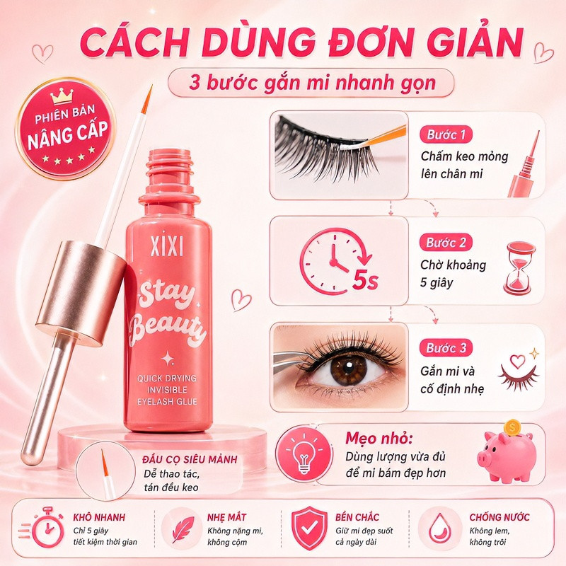 XIXI Keo Gắn Mi Giả Thế Hệ 3 GJ49 Dính Lâu, Không Lem, Khô Nhanh, Chống Nước, Tự Nhiên