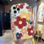 Ốp lưng tương thích cho iPhone 17 Air 16 15 14 13 12 11 Pro X XR XS Max SE 2020 6 7 8 Plus Kem gợn sóng viền cong Motif Hoa đầy màu sắc NYK443