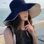 PNPIA- 1Pc Mùa Hè Lớn Vành Mũ Chống Nắng Cho Nữ Bên Biển Chống Nắng UV Beach Cap Hai Mặt Mũ Chống Nắng Người Cá Mũ W Dây Chống Gió