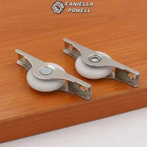 Ròng rọc cửa trượt FANIELLAPOWELL, Con lăn cửa chuồng bằng Nylon bạc, Công nhân bánh xe cửa có rãnh màu đen bằng sắt bền bỉ