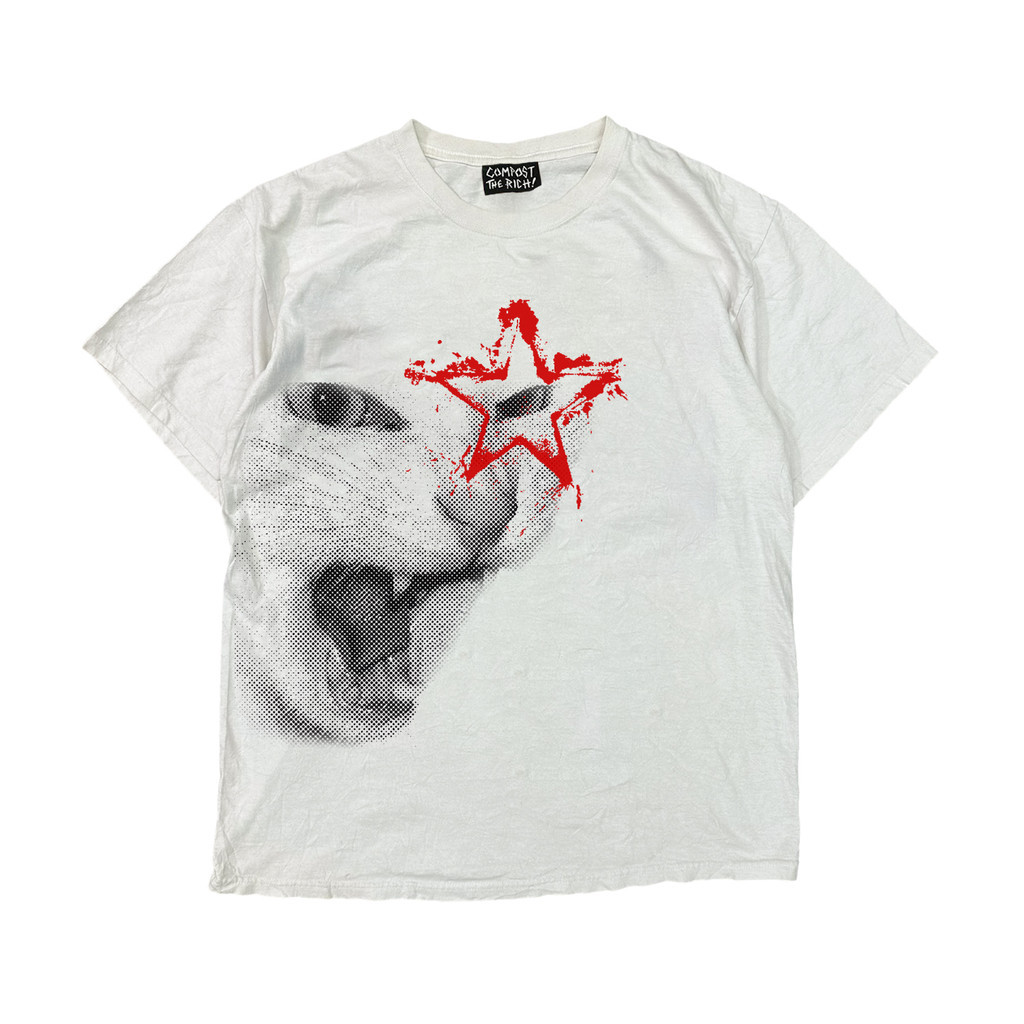 （Giao hàng 24h）Angela PUNK T-Shirt Unisex mèoNghệ thuật truyện tranh nổi loạn Tay Lỡ In Áo Phông Nữ Form Rộng,Áo Đôi đá